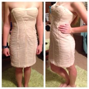 BCBG strapless cream cocktail dress