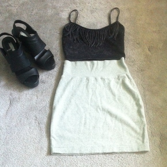 Grey cotton mini skirt