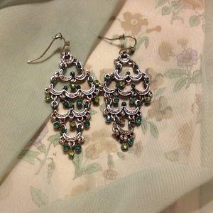 Green dangle earrings
