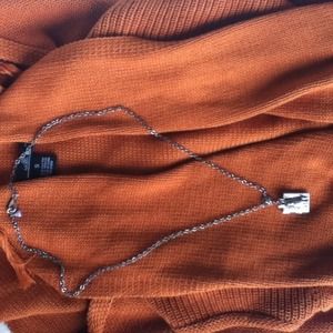 Orange Cardigan & Rabbit Locket Necklace.   BUNDLE
