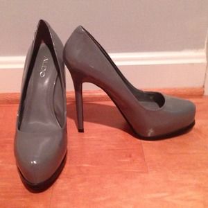 Reduced!! Grey Patent Leather Platforms