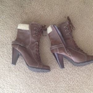 Brown Fur Cuffed Booties