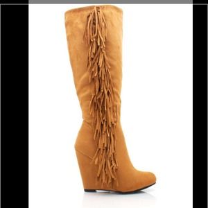 FLASH SALE!🎉Tall fringe wedge suede boots