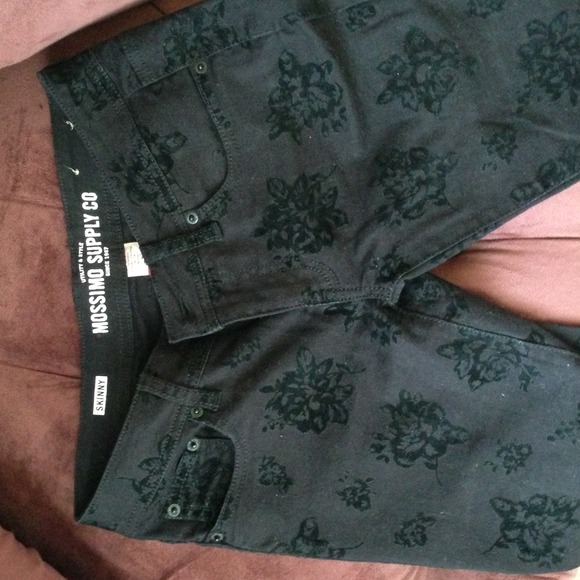 black with velvet print skinny jeans. - Picture 3 of 4