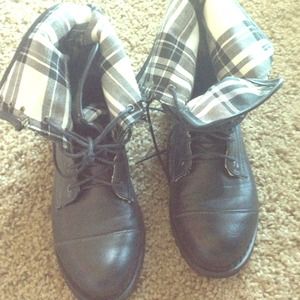 Black high top combat boots