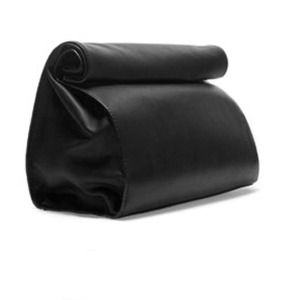 Black paper bag effect clutch