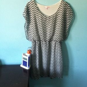 Bongo black and white zig zag stripped dress