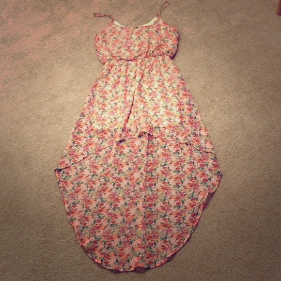 Flowy, floral, hi-lo spaghetti strap dress - Picture 1 of 2