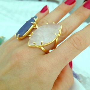 Brazilian real quartz rosa ring