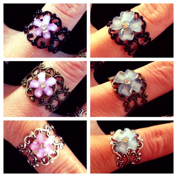 Buy 2 Get 3 FREE! Floral adjustable ring - Picture 3 of 3