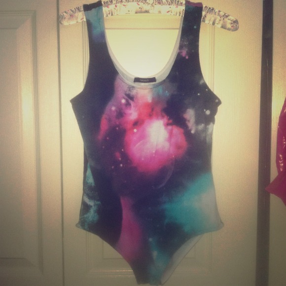 Size L Stretchy galaxy print bodysuit NWOT