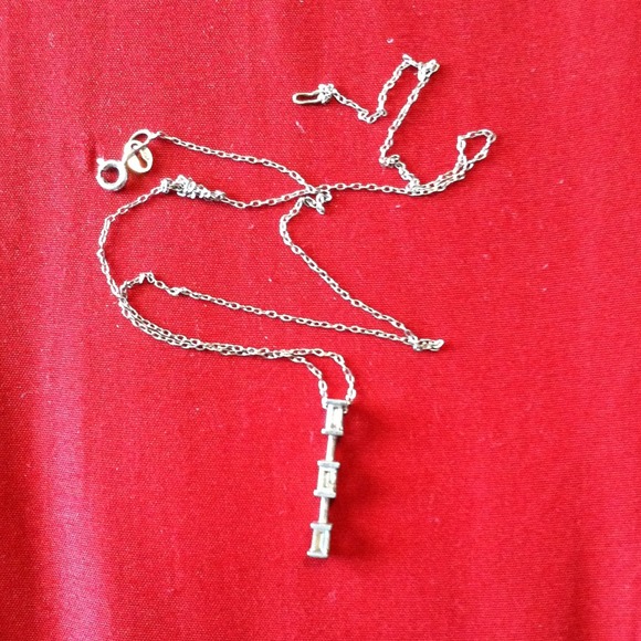 10k C1 Diamond 3 square stone necklace