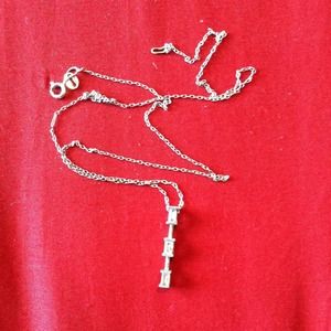 10k C1 Diamond 3 square stone necklace