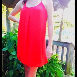 Red, sheer, racer back dress! Very comfortable!