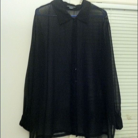 Vintage Oversized/Plus Size Black Chiffon Top
