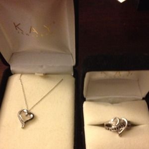Kay Diamond Heart Necklace & Ring Set