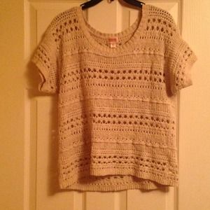 Short sleeved cream crochet sweater:)
