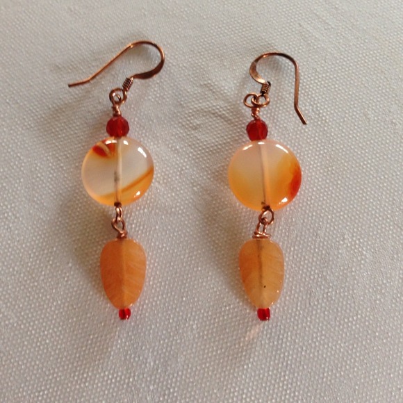 Orange Leaf Earrings