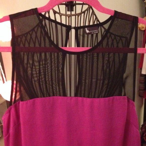 Sparkle and Fade hot pink dress with mesh top - Picture 2 of 3