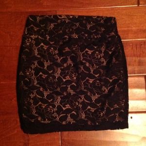 Black lace pencil skirt:)