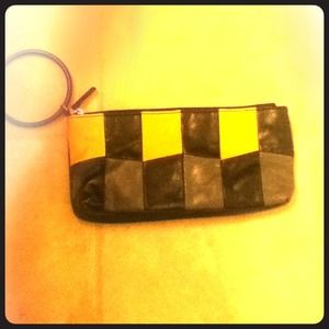 Retro black, yellow and gray clutch