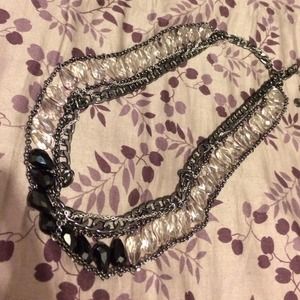 Talbots crystal bead necklace. Black/Clear.