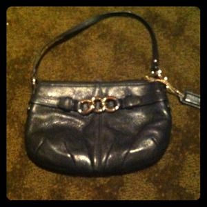 Black coach wristlet leather