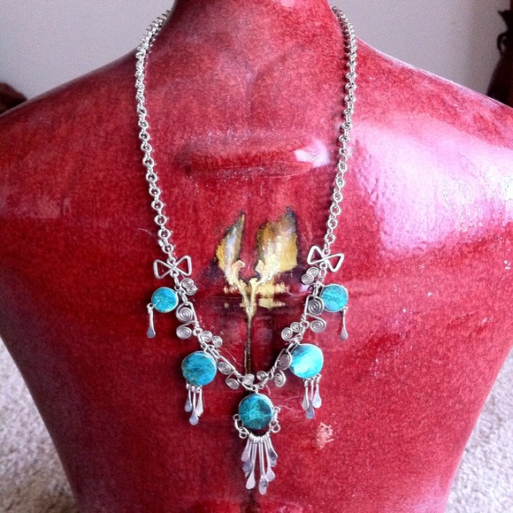 Boho Silver Tone Necklace