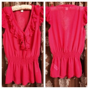 🎉SALE🎉 Hot Pink Ruffle Top
