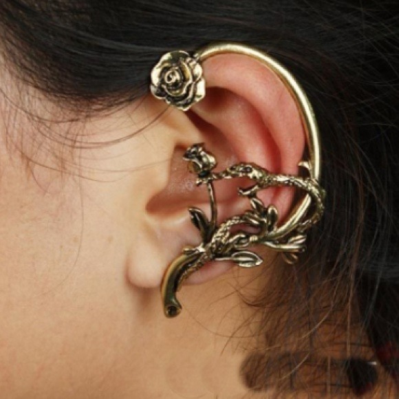 Vintage Sliver Rose Snake Pattern Metal Earrings