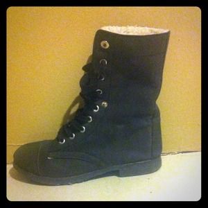 black combat boots