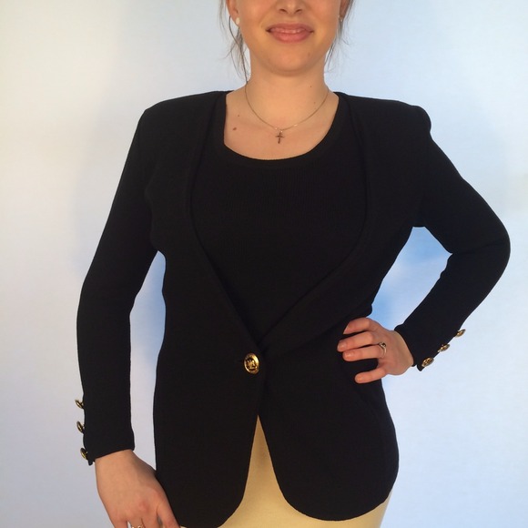 St. John Jackets & Blazers - 😻😺HP 3x St. John Black Knit Blazer & Tank Top