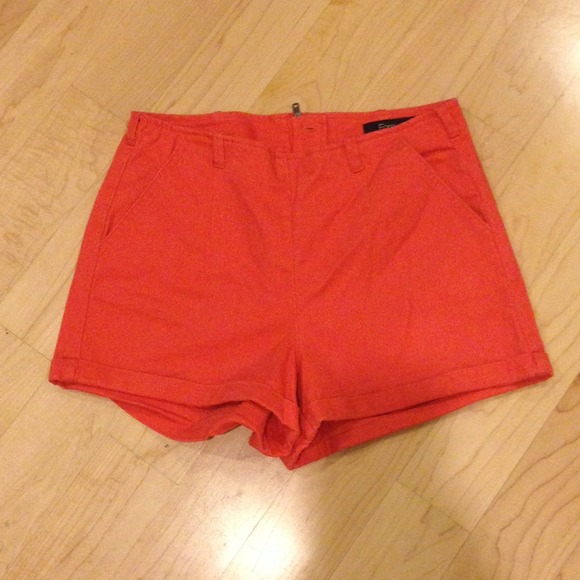 Orange high waisted shorts