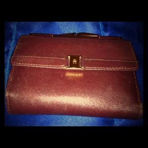 Beautiful brown leather wallet with gold accents!