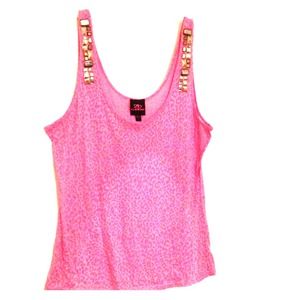 NWOT Pink cheetah print tank w/ embellished straps