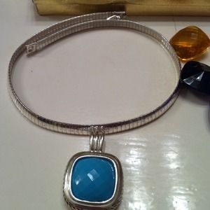 Silver omega chain with interchangeable stones