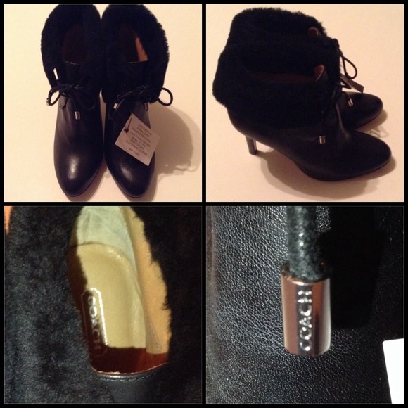Coach Shoes - NWT Coach Malia Soft Sheep Fur Tie-up Booties Coach Shoes - NWT Coach Malia Soft Sheep Fur Tie-up Booties