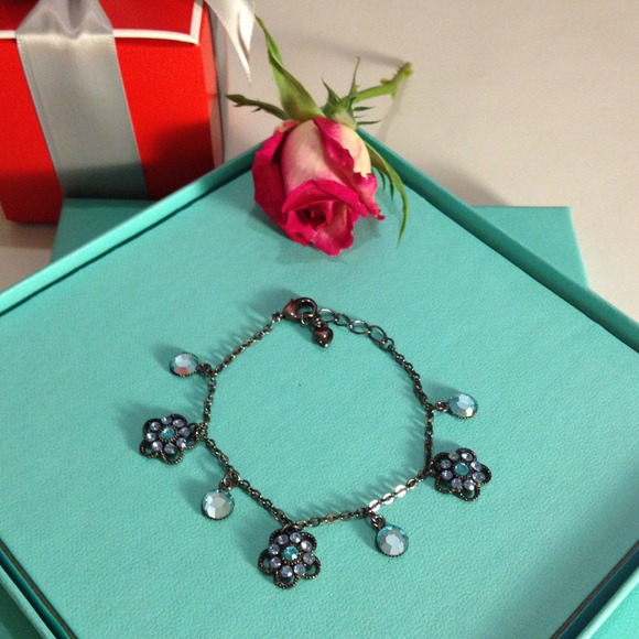 Aqua Blue Bracelet with Floral & Disc Charms