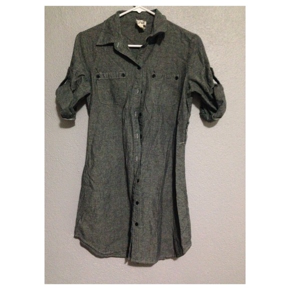 Collard button down dress - dark grey