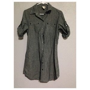Collard button down dress - dark grey