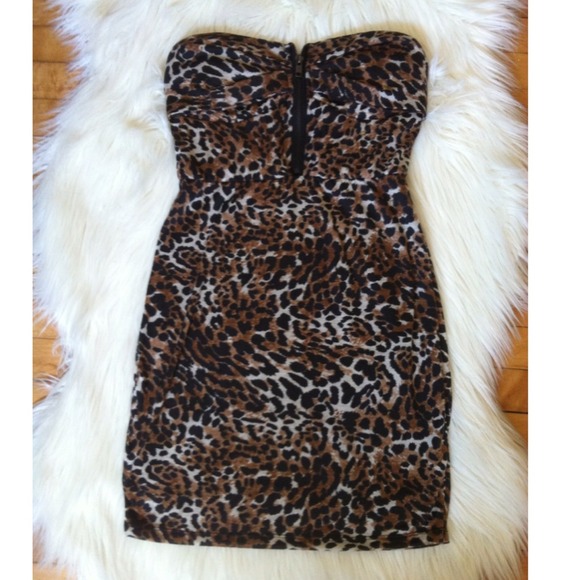 Leopard Print Strapless Dress