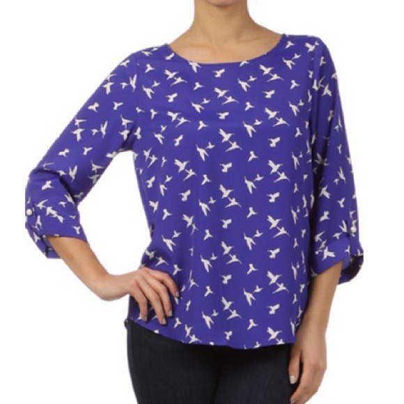 ❌NOT AVAILABLE  Cobalt Blue Hummingbird Blouse.