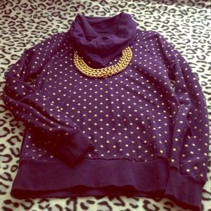 TRADED H&M Purple Turtleneck With Gold Stars