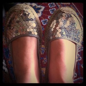 ❗️✋gone✋❗️Silver sequins sparkly hemp sole flats