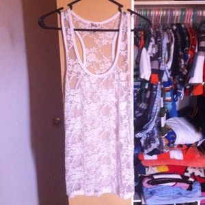 💚REDUCED💚See Through White Lace Tank