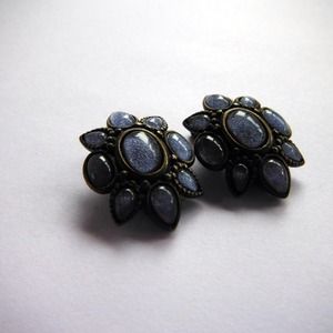Vintage blue flower earrings