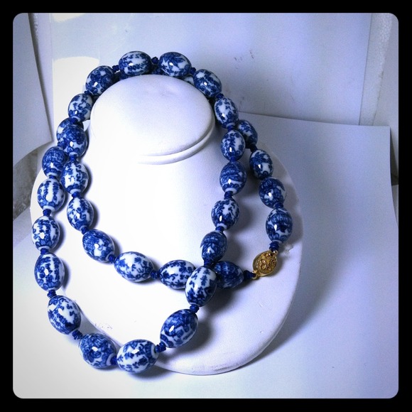 Chinese porcelain bead necklace