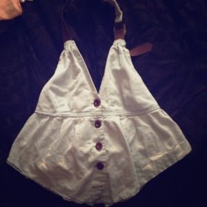 Halter top vest mint blue & brown