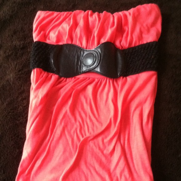 Belted coral tube top