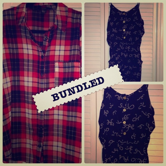 -BUNDLED for @kricasa- F21 Plaid shirt & romper.